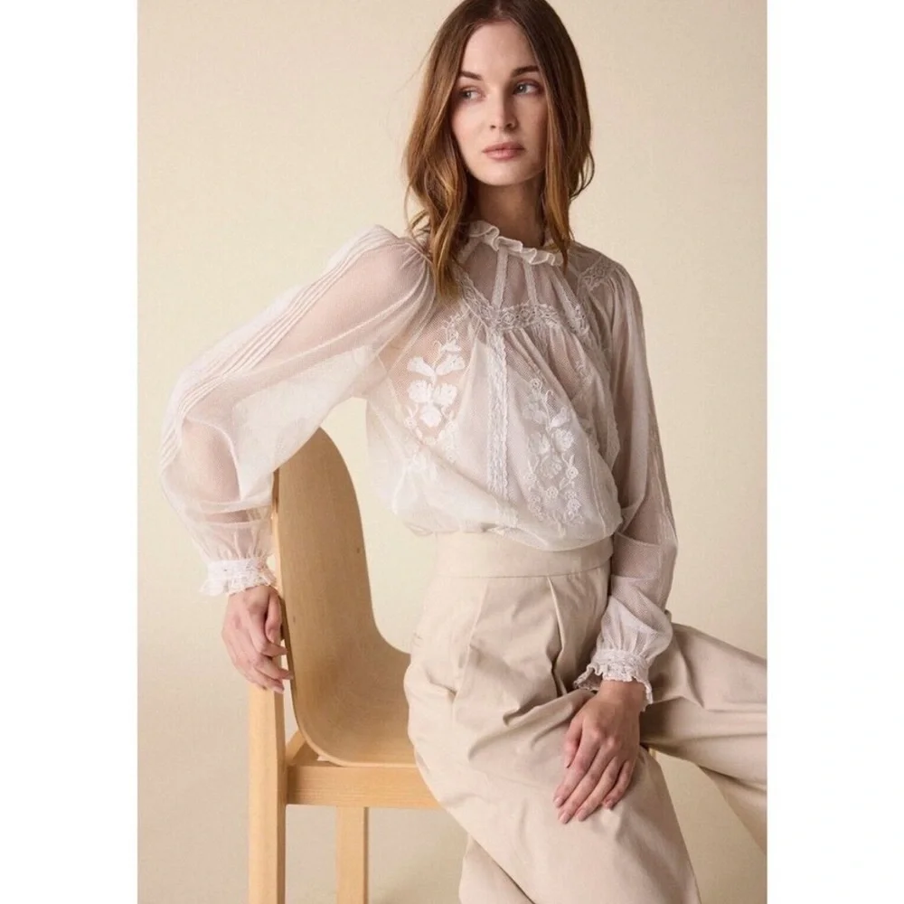 St Roche Flores Top - Milky Feminine Flirty Bridal Coquette NEW size 0 $345